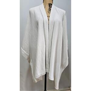 Brooks Brothers Open Front Shawl Cape Sweater Gray Silver Metallic OS, New